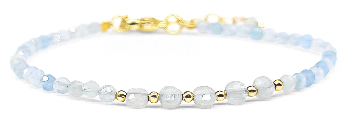 ZEN LIFE® Armband, Aquamarine, Gold, 15cm+4cm, Damen