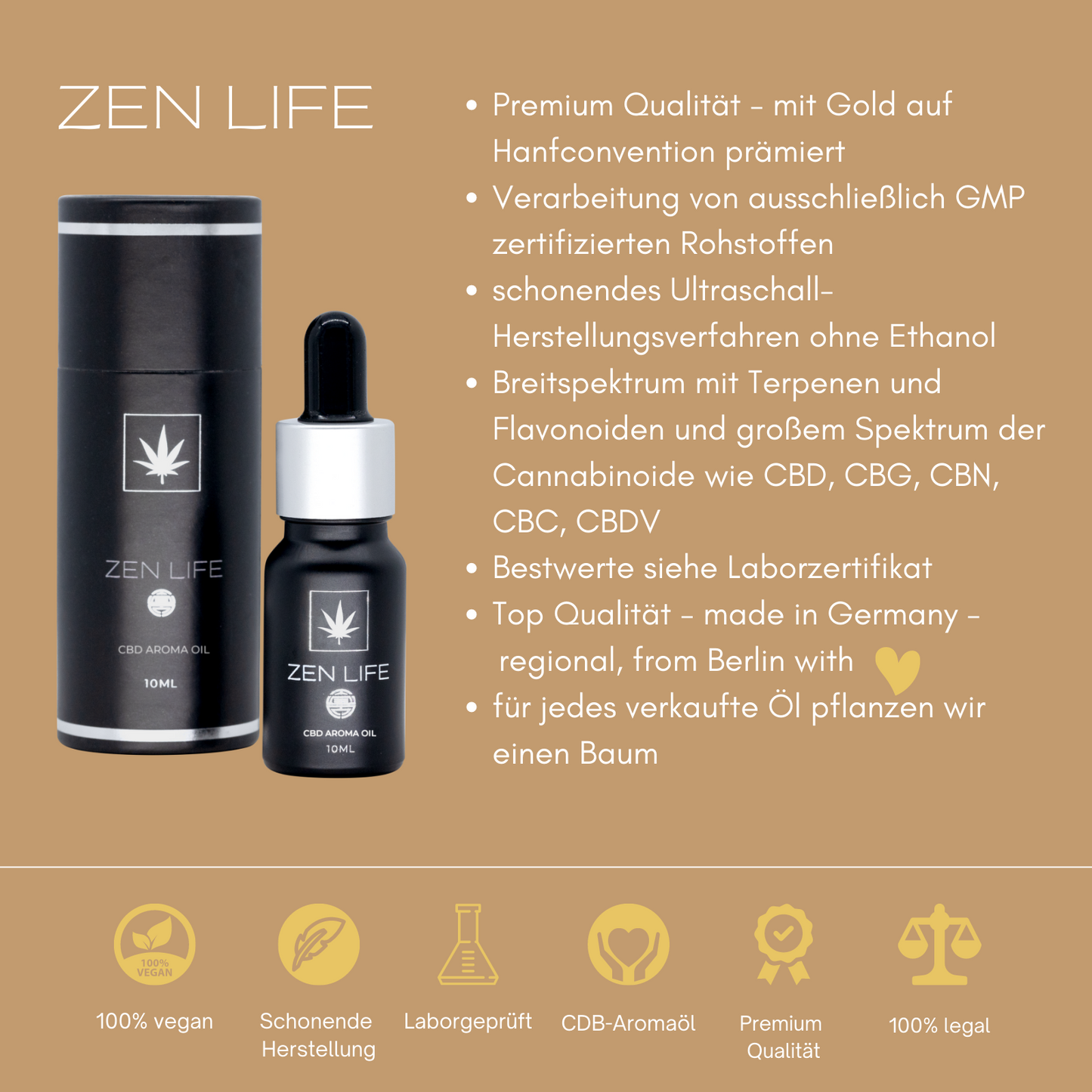 Premium CBD-Aroma-Öl 10% Breitspektrum - Vanille