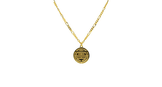 ZEN LIFE® Halskette, Zen Symbol Anhänger, Yoga, 925er Sterling Silber, 18 Karat vergoldet, 49,5cm+5cm, Herren