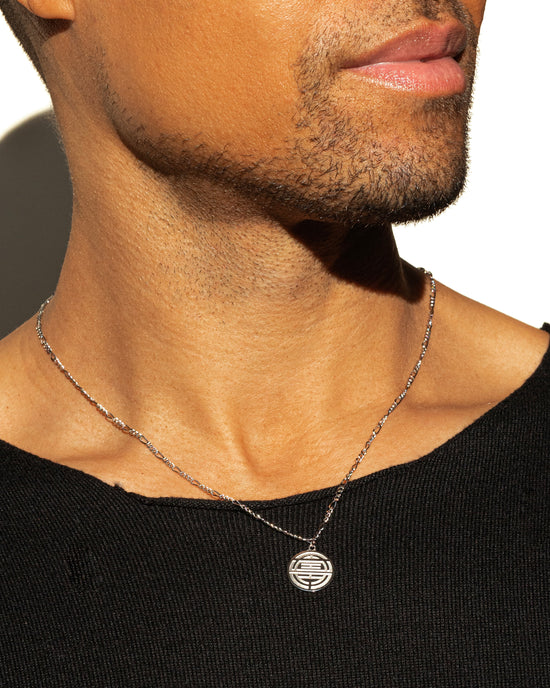ZEN LIFE® Halskette, Zen Symbol Anhänger, Yoga, 925er Sterling Silber, 49,5cm+5cm, Herren